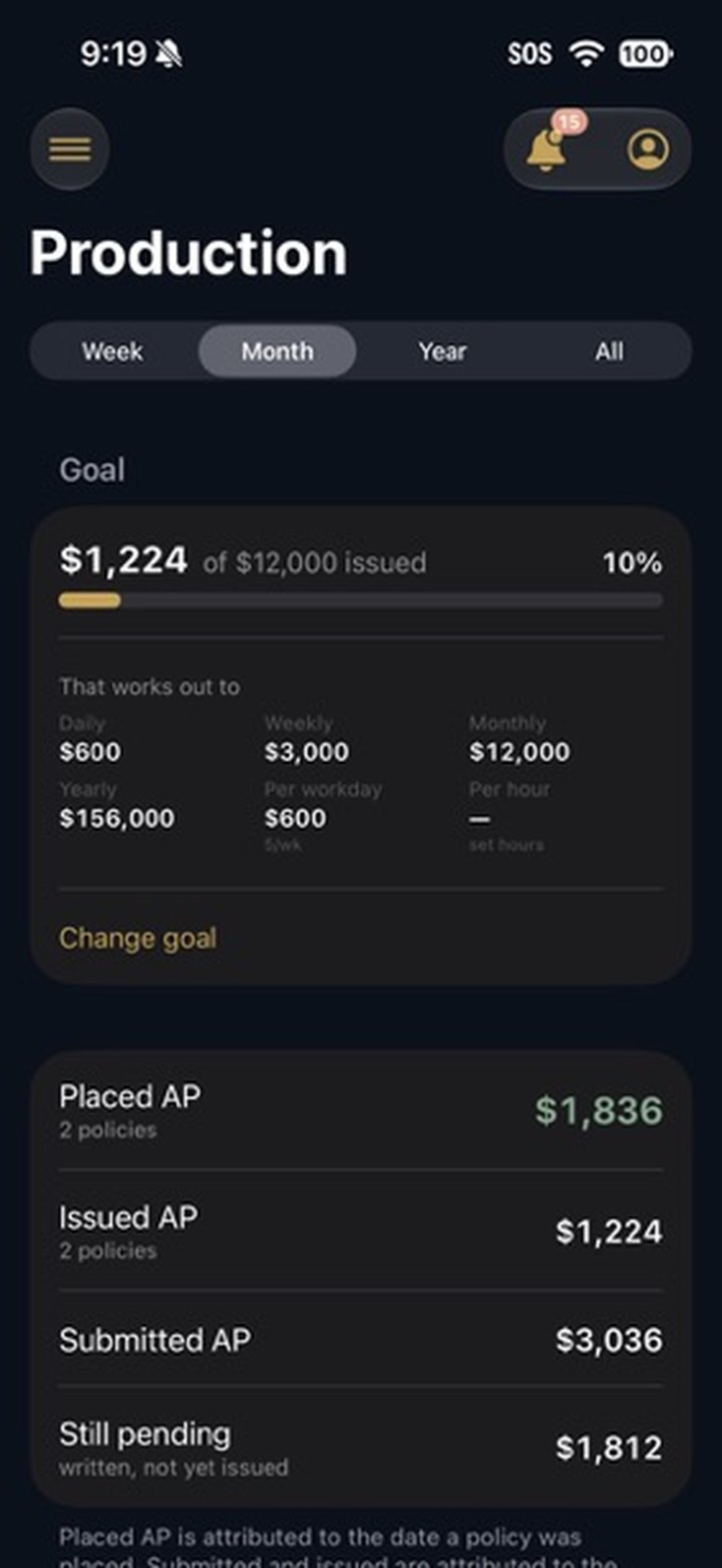 AgentDeck production against a goal